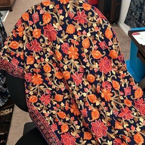 Kashmiri Pashmina Shawl hand work wool blend Dark navy